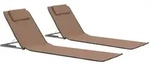 vidaXL Klappbare Strandmatte 2 Stk. Stahl und Stoff Braun