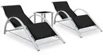 vidaXL Sonnenliegen 2 Stk. mit Tisch Aluminium Schwarz
