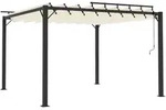 vidaXL Pergola mit Lamellendach 3x3 m Creme Stoff und Aluminium