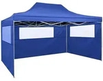 vidaXL Profi-Partyzelt Faltbar mit 3 Seitenw&auml;nden 3&times;4m Stahl Blau