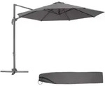 tectake Sonnenschirm Ampelschirm &Oslash; 300cm mit Fu&szlig;pedal und Schutzh&uuml;lle Grau