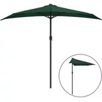 vidaXL Balkon-Sonnenschirm mit Alu-Mast Gr&uuml;n 270x144 cm Halbrund