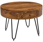 FineBuy Couchtisch Massivholz 60 cm Wohnzimmertisch Rund Sofatisch Tisch Ablage