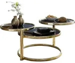 FineBuy Couchtisch Metall Glas Beistelltisch Wohnzimmertisch Sofatisch 58cm Rund