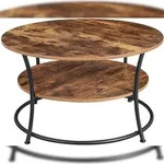 UAC Couchtisch rund 80 x 45 cm, Sofatisch mit Ablage, Wohnzimmertisch, einfacher
