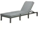 SVITA PEACH Gartenliege Sonnenliege Polsterauflage Klappbar Polyrattan Grau