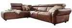 KAWOLA Sofa RISO Ecksofa mit motorischer Sitztiefenverstellung Leder braun Recamiere
