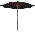 vidaXL Sonnenschirm mit Holzstange 300 x 258 cm, schwarzes Atlas-Terrassenmodell