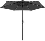 vidaXL Sonnenschirm mit LED-Beleuchtung und Alu-Mast 270 cm Anthrazit