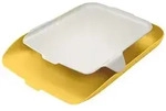 LEITZ Briefkorb Cosy A4, gelb mit Organiser in hellgrau, 268 x 43 x 358 mm