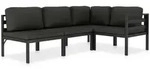 vidaXL 4-tlg. Garten-Lounge-Set mit Kissen Aluminium Anthrazit