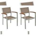 Merxx Naxos Stapelsessel 2er Set, 2 Stapelsessel, Aluminium/Textil/Akazie, Grau