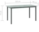 Gartentisch Aluminium und Glas| vidaXL : Gr&ouml;&szlig;e - 150x90x74 cm
