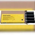 Sigel Board-Marker, 2-3 mm, Rundspitze, abwischbar, schwarz, Etui mit 4 Stiften
