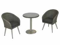 Merxx Boulevard Set 3tlg., 2 Sessel mit Beinen aus Edelstahl, 1 Tisch Ø 65 cm,