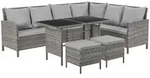 SVITA MADISON Polyrattan Essgruppe Gartenm&ouml;bel Set Rattan Lounge Ecksofa grau