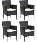 vidaXL Garten-Essst&uuml;hle 4 Stk. Poly Rattan Schwarz