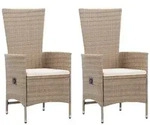 vidaXL Gartenst&uuml;hle 2 Stk. mit Auflagen Poly Rattan Beige