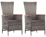 vidaXL Gartenst&uuml;hle 2 Stk. mit Auflagen Poly Rattan Grau