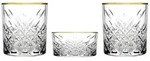 Pasabahce Timeless Golden Touch Gl&auml;ser und Schale Set Kristall 96818
