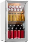 Klarstein Beersafe XXL Crystal White K&uuml;hlschrank 80 Ltr Panoramaglas Edelstahl