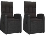 vidaXL Garten-Liegest&uuml;hle 2 Stk. mit Auflagen Poly Rattan Schwarz
