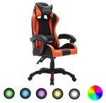 vidaXL Gaming-Stuhl mit RGB LED-Leuchten Orange und Schwarz Kunstleder
