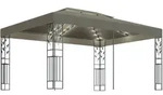 vidaXL Pavillon mit Doppeldach & LED-Lichterkette 3x4 m Taupe