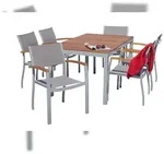 Merxx Naxos Set 7tlg., 6 Stapelsessel, 1 Tisch 150x90 cm,...