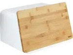 WENKO Brotkasten mit Bambusbrett, Wei&szlig;