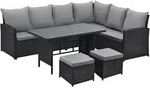 SVITA MONROE Garten-Lounge Set Polyrattan Lounge-M&ouml;bel Sitzgruppe Schwarz