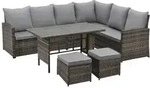 SVITA MONROE Garten-Lounge Set Polyrattan Lounge-M&ouml;bel Sitzgruppe Braun