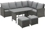 SVITA MONROE Garten-Lounge Set Polyrattan Lounge-M&ouml;bel Sitzgruppe Grau