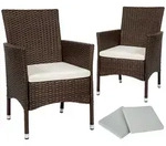 tectake 2 Rattansessel inkl. 4 Sitzbez&uuml;ge Braun/Beige