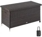 tectake Auflagenbox Kiruna mit Kunststoffgeflecht, 120x55x61,5cm, 270l Braun