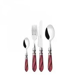 aladdin chromring, besteckset 24 tlg. mit roter griff, galeriebox, casa bugatti
