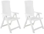 vidaXL Verstellbare Gartenst&uuml;hle 2 Stk. Kunststoff Wei&szlig;
