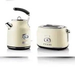 Westinghouse Retro Fr&uuml;hst&uuml;cksset 2-Schlitz Toaster + Wasserkocher 1,7L cremewei&szlig;