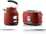 Westinghouse Retro Fr&uuml;hst&uuml;cksset, 2-Schlitz Toaster + Wasserkocher 1,7L, rot