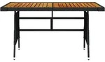 vidaXL Gartentisch Schwarz 130x70x72cm Poly Rattan & Massivholz Akazie