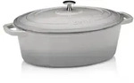 Gusseisenbr&auml;ter oval hellgrau emailliert 33 x 26 cm 6 Liter