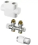 Oventrop Ventil-Anschlussset m TH-Kopf Durchgangsform, Multiblock wei&szlig;