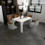 SalesFever Esstisch ausziehbar | 120-240 x 80 cm | MDF wei&szlig; Hochglanz lackiert...