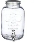 Relaxdays Getr&auml;nkespender 5 l, Glas, Zapfhahn, Retro Saftspender Gastro, Vintage