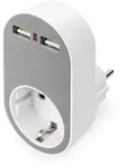 ASSMANN DIGITUS Universal Steckdosenadapter mit 2 x USB-A