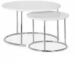 Relaxdays Beistelltisch 2er Set rund, kleiner Couchtisch matt, Satztisch Holz und