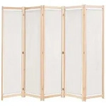 vidaXL 5-teiliger Raumteiler Creme 200 x 170 x 4 cm Stoff