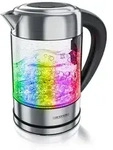 Arendo Wasserkocher 1,7 l, 2200 W, Edelstahl mit Glask&ouml;rper, Temperaturwahl...
