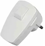 Kunststoff-Schutzkontakt-Stecker mit 2-poligem Wippenschalter, wei&szlig;