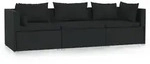vidaXL 3-Sitzer-Sofa mit Kissen Schwarz Poly Rattan